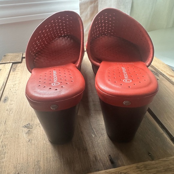 EUC Rockport Adiprene Adidas Coral Leather Clogs Slides Heels - Picture 8 of 8